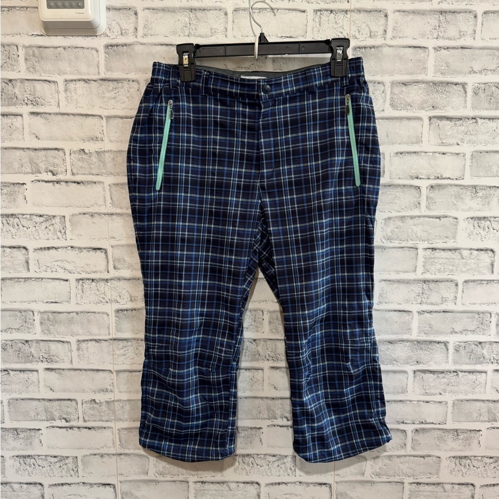 Women’s Columbia blue plaid print capri short pants size XL